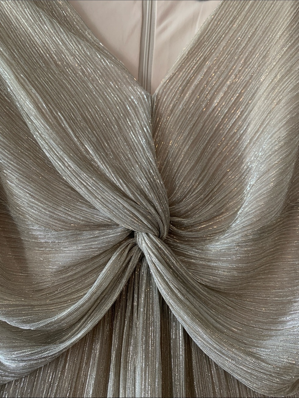 Adrianna Papell Glitter Knit Draped Gown 14 - Picture 5 of 9